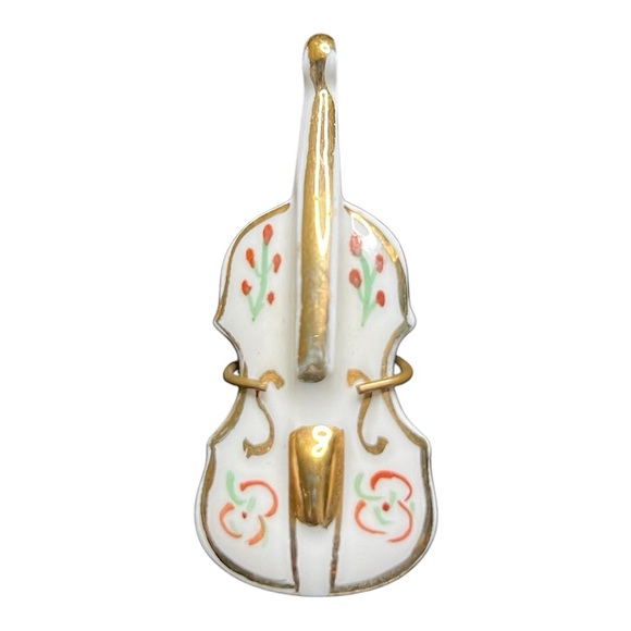 VTG LIMOGES FRANCE Porcelain Mini Cello Collectible Trinket - Picture 2 of 12